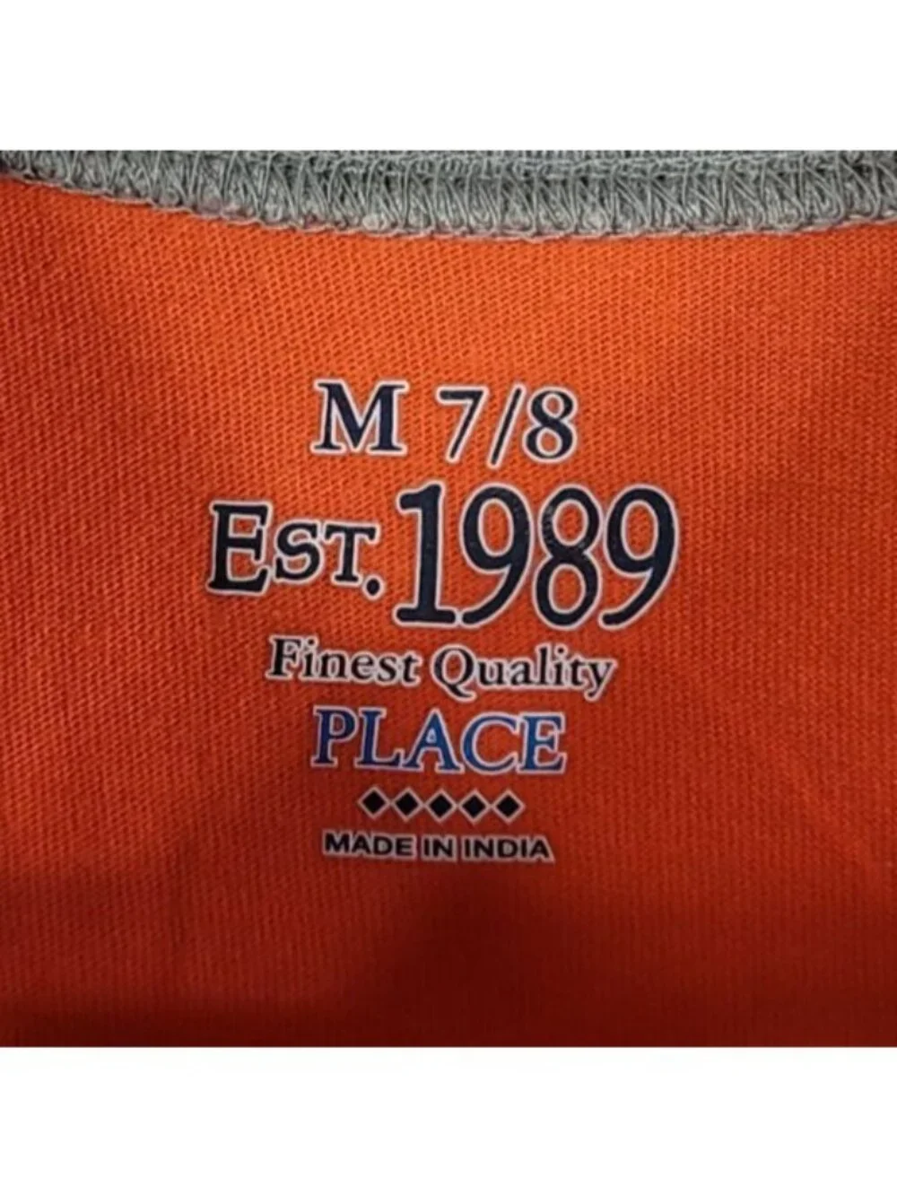 Children's Place Boys Henley Shirt Orange Gray SZ 7 Medium Short Sleeve Pullover